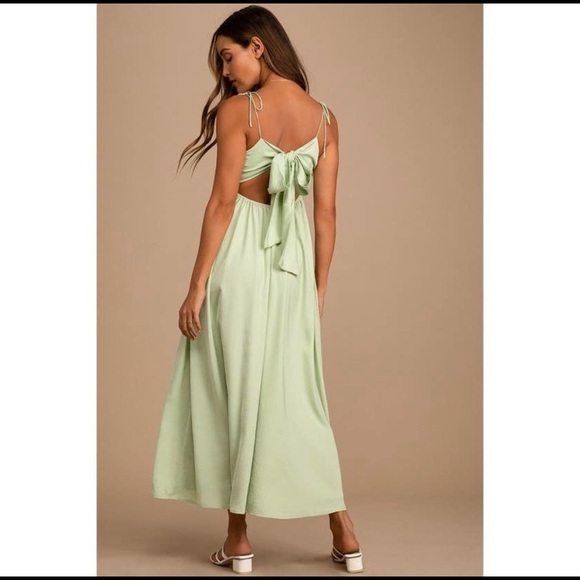 Lulus Confidence Check Satin Tie-Back Maxi Dress - Picture 5 of 7